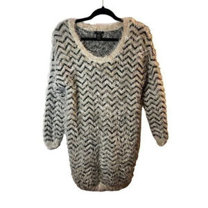 Rhapsody Chevron Fuzzy Tunic Sweater Size S